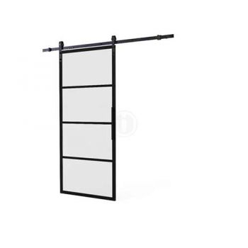 Schuifdeur Cubo zwart 980x2350x28mm incl. mat glas + rail klassiek