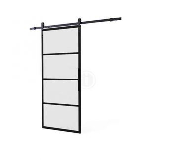 Schuifdeur Cubo zwart 980x2150x28mm incl. mat glas + rail klassiek
