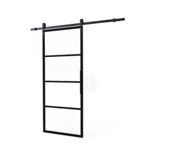 Schuifdeur Cubo zwart 980x2150x28mm incl. transparant glas + rail klassiek